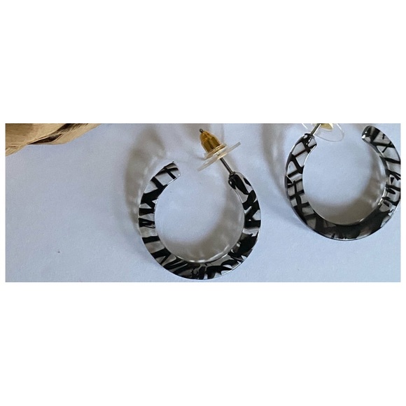 Janet and Jo Fashion Jewelry - Onyx and Clear Mini Hoops